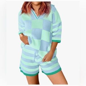 NWT Light Blue CUTE! Top & Shorts Sweater Set-M